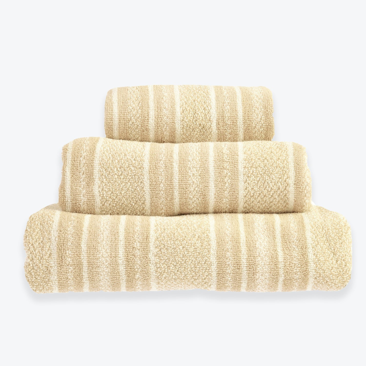 Patterned Bathroom Towels - Beige Striped Towels