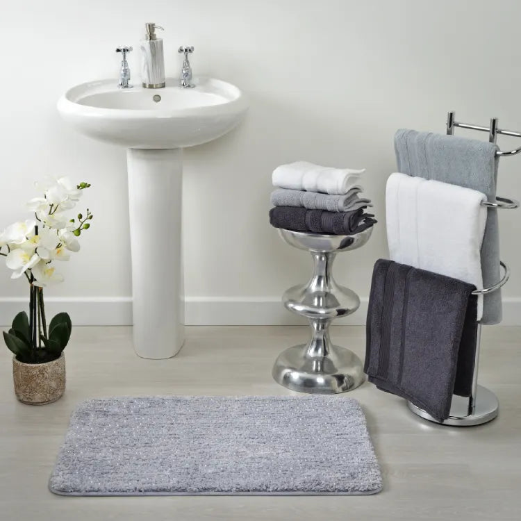 Grey Sparkle Bath Mat - Glam Bathroom Decor