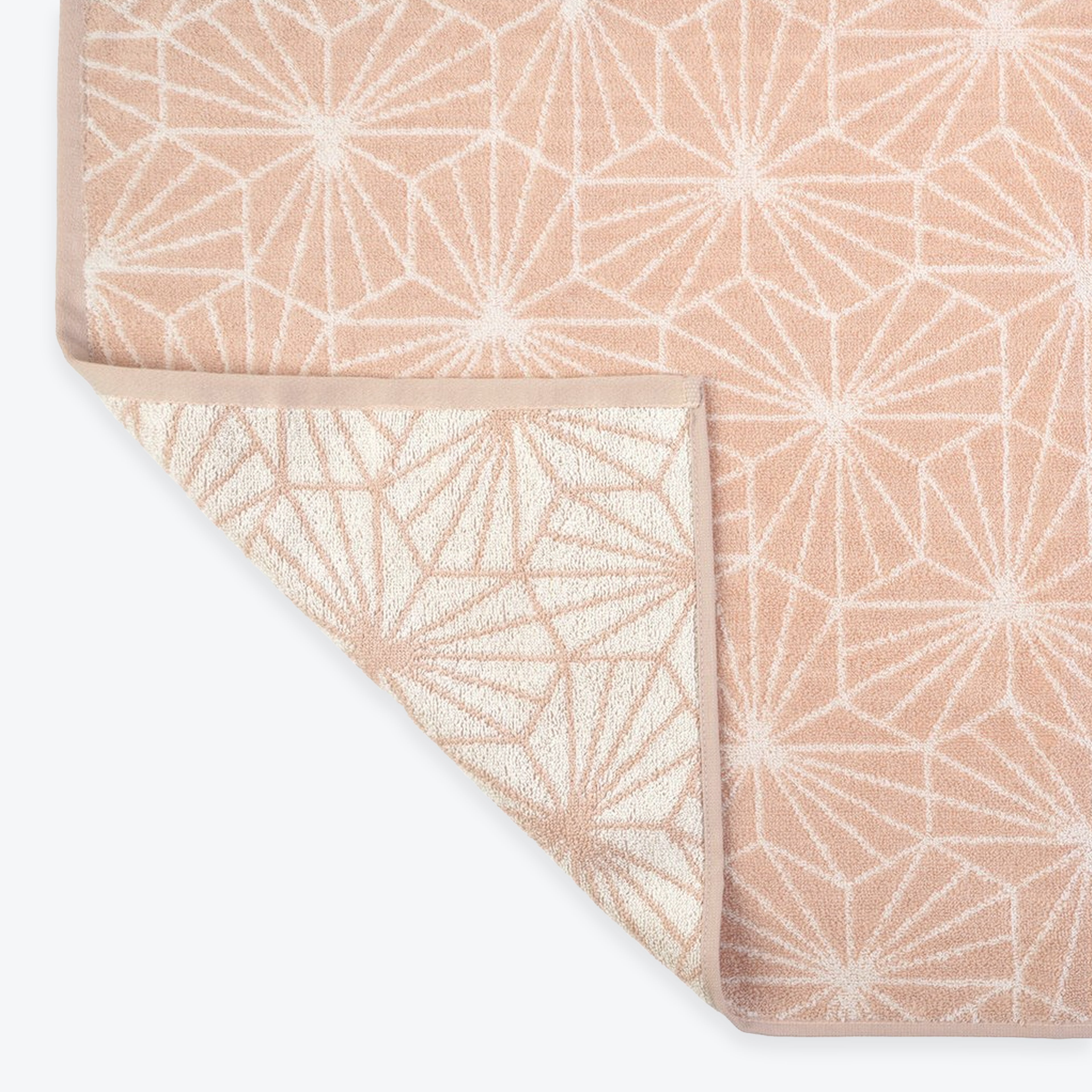 Blush Pink Reversible Geometric Towel - Patterned Bathroom Towels