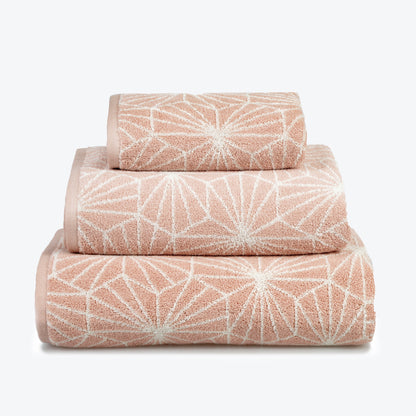 Blush Pink Geometric Towel Bale - Co-ordinated Patterned Bathroom Towels