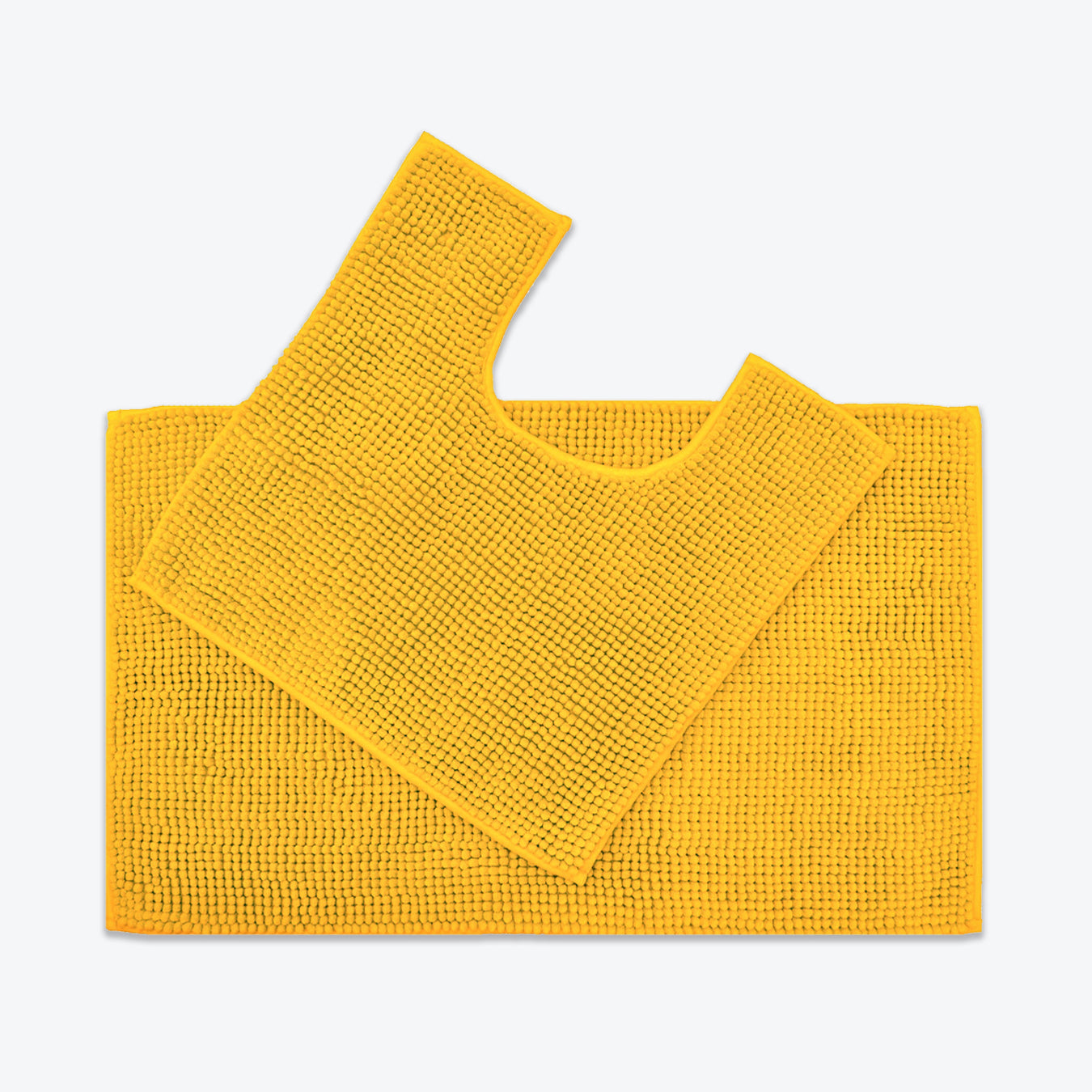 Mustard Yellow 2pc Bathroom Set - Bobble Chenille Bath Mat and Pedestal Mat Set Non Slip