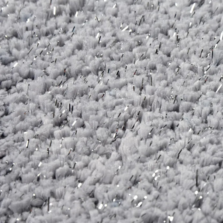 Grey sparkly bath mat with super soft fluffy pile