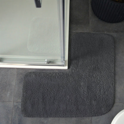 Charcoal grey corner shaped bath mat