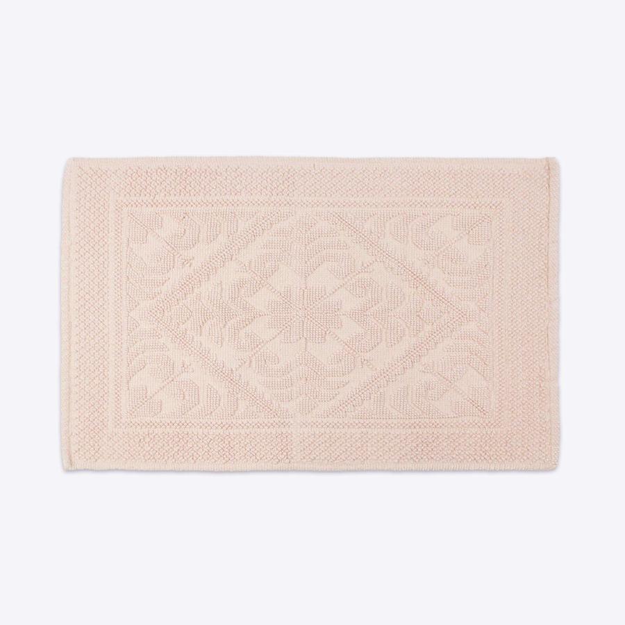 Blush Pink Country House Bath Mat - Textured Cotton Rug