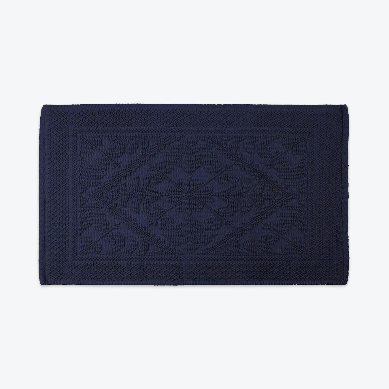 Navy Blue Country House Bath Mat - Textured Cotton Rug