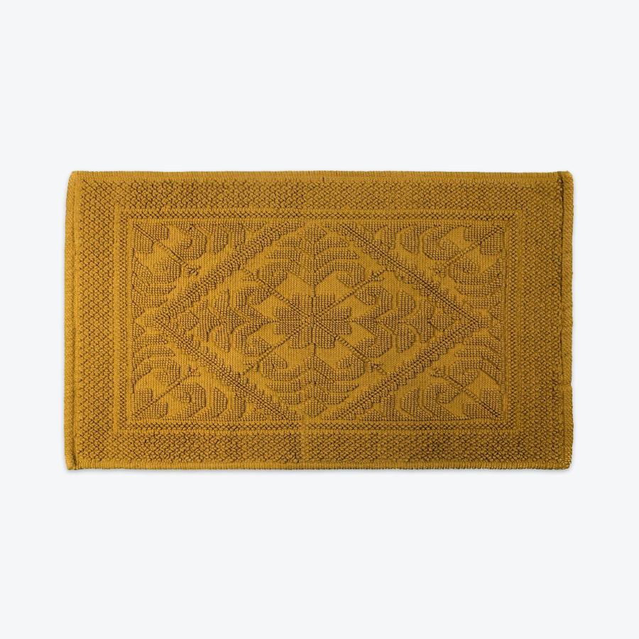 Mustard Country House Bath Mat - Textured Cotton Rug