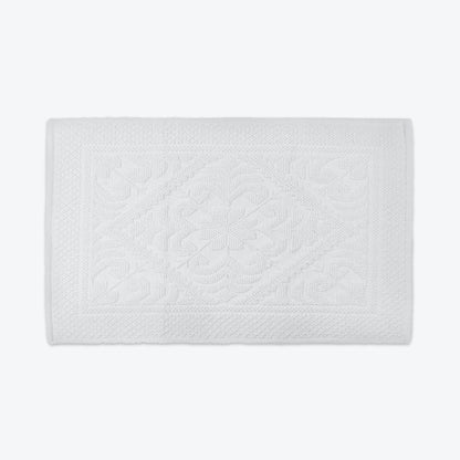 White Country House Bath Mat - Textured Cotton Rug