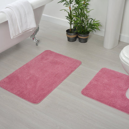 Rose Pink Luxury Bath Mat in Microfibre - Non-Slip &amp; Absorbent - Allure Bath Fashions