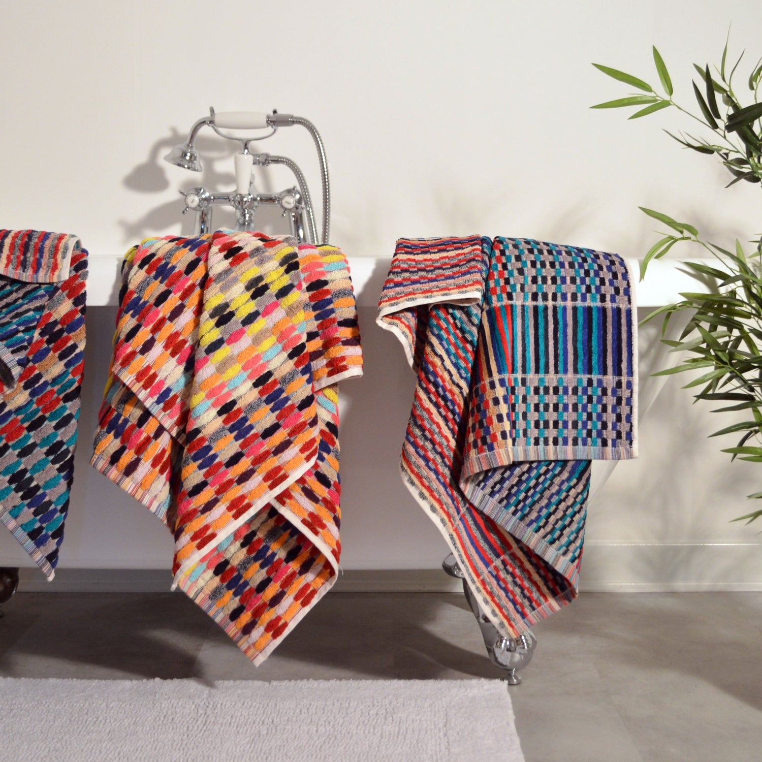 Remnant Recycled Cotton Towels - Sustainable Bathroom Towels- Dark Colourful