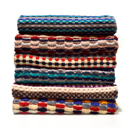 Remnant recycled cotton popcorn towels - Dark colours towel stack