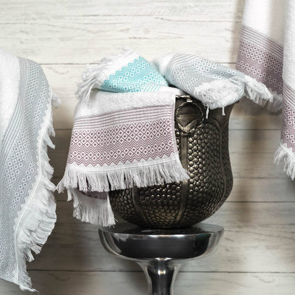 Diamond Jacquard Cotton Tassel Towels - Allure Bath Fashions