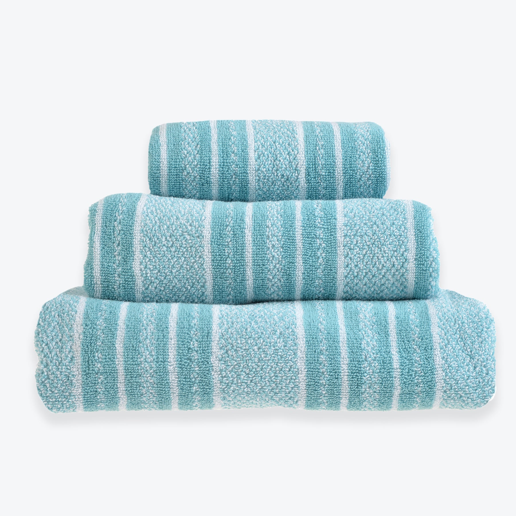 Patterned Bathroom Towels - Duck Egg Blue Striped Towels