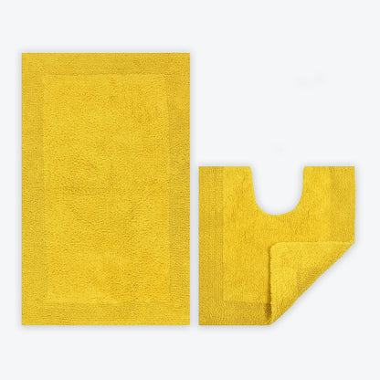 Mustard bath mat and pedestal mat 2pc set luxury reversible bathroom mats