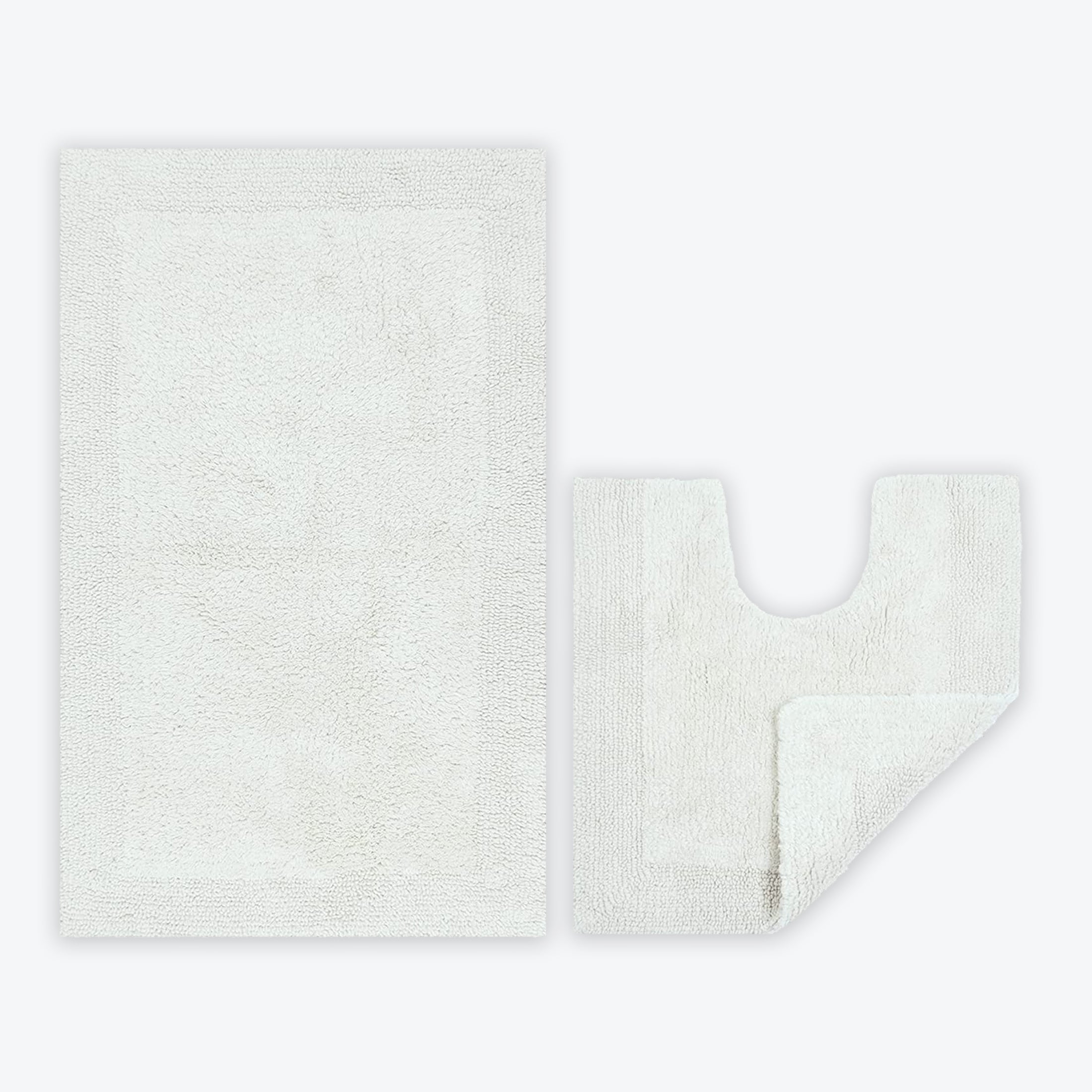 White bath mat and pedestal mat 2pc set luxury reversible bathroom mats