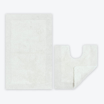 White bath mat and pedestal mat 2pc set luxury reversible bathroom mats