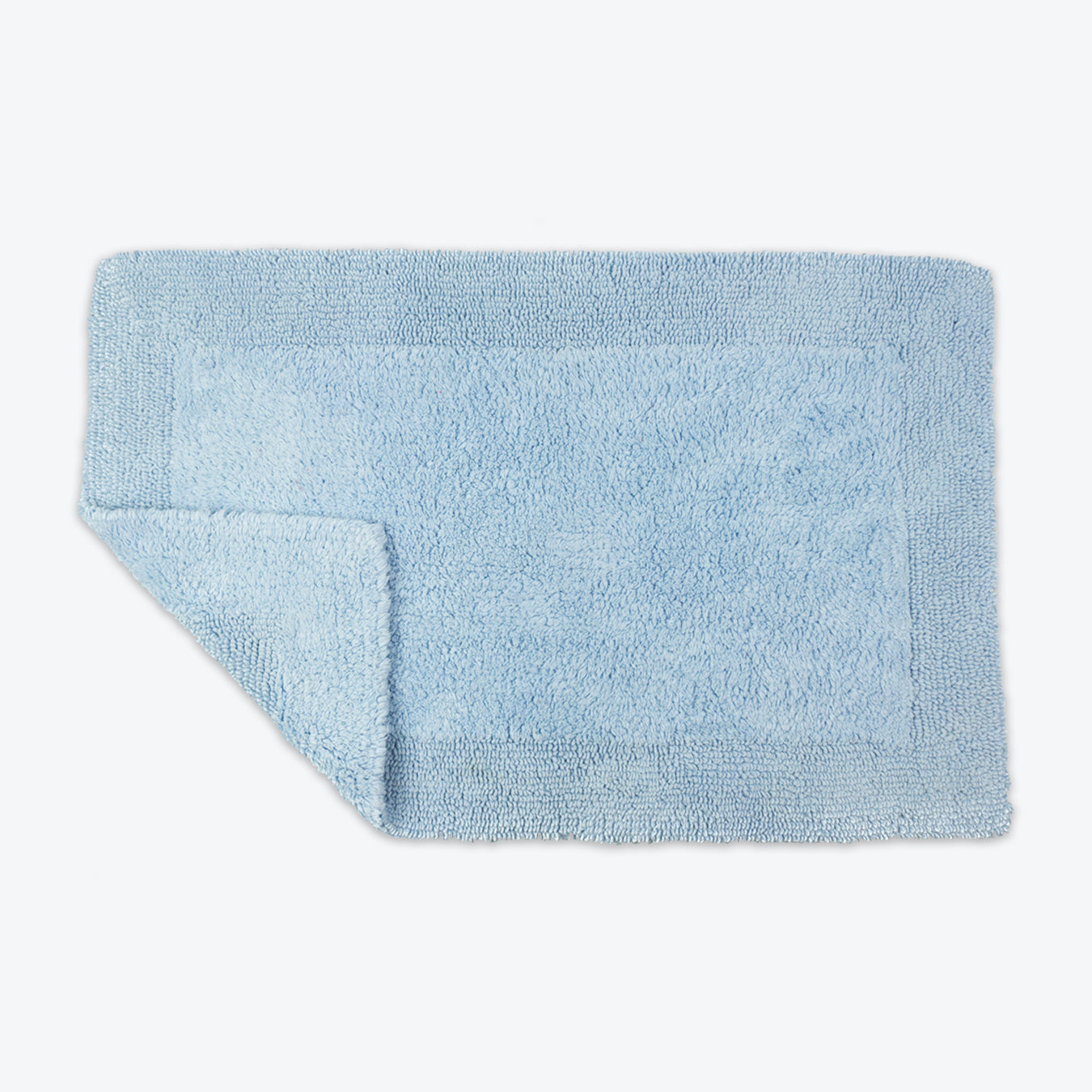 Baby Blue Reversible Cotton Large Bath Mat - Luxury Thick Bathmat