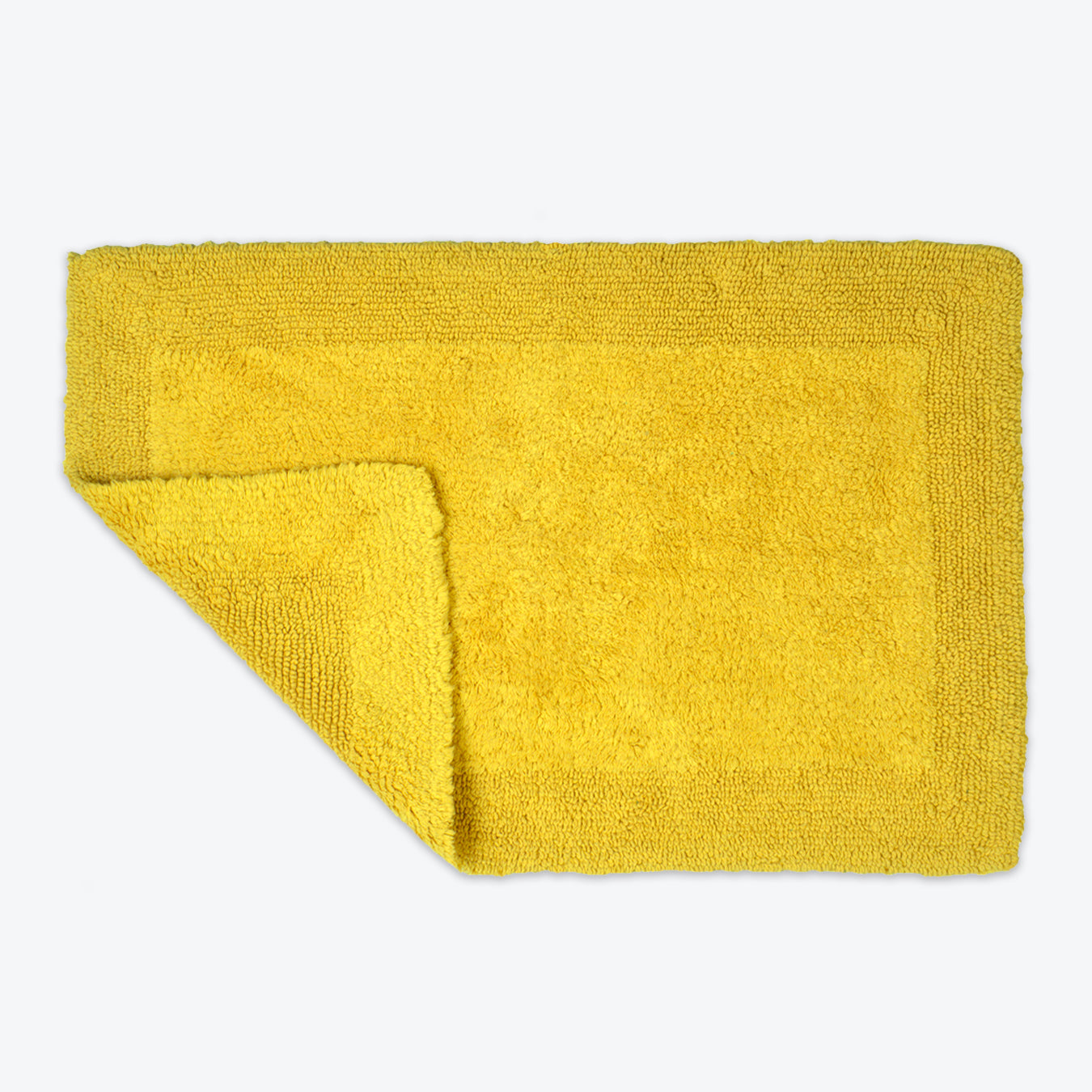 Mustard Yellow Reversible Cotton Large Bath Mat - Luxury Thick Bathmat