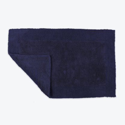 Navy Blue Reversible Cotton Large Bath Mat - Luxury Thick Bathmat