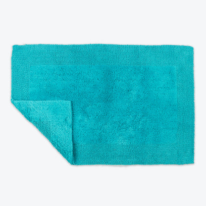 Turquoise Reversible Cotton Large Bath Mat - Luxury Thick Bathmat
