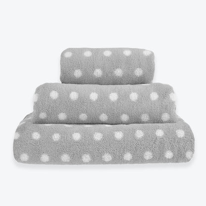 Patterned Bathroom Towels - Grey Spotty Towels