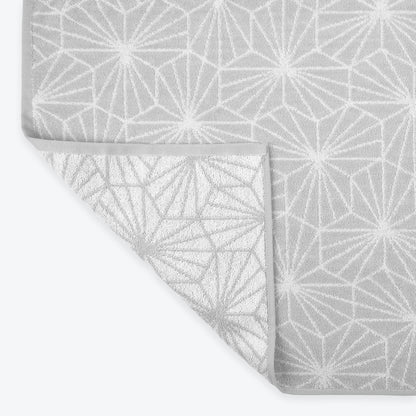 Grey Reversible Geometric Towel - Patterned Bathroom Towels