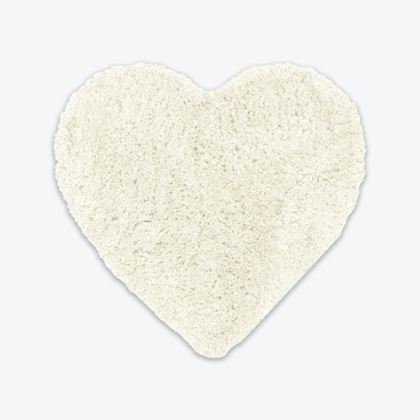 Off White Heart Shaped Shaggy Rug - Super Soft Fluffy Bath Mat