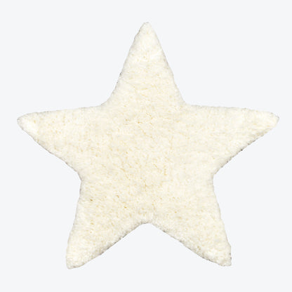 Ivory/ Off White Shaggy, Fluffy Rug - Star Shaped Mat