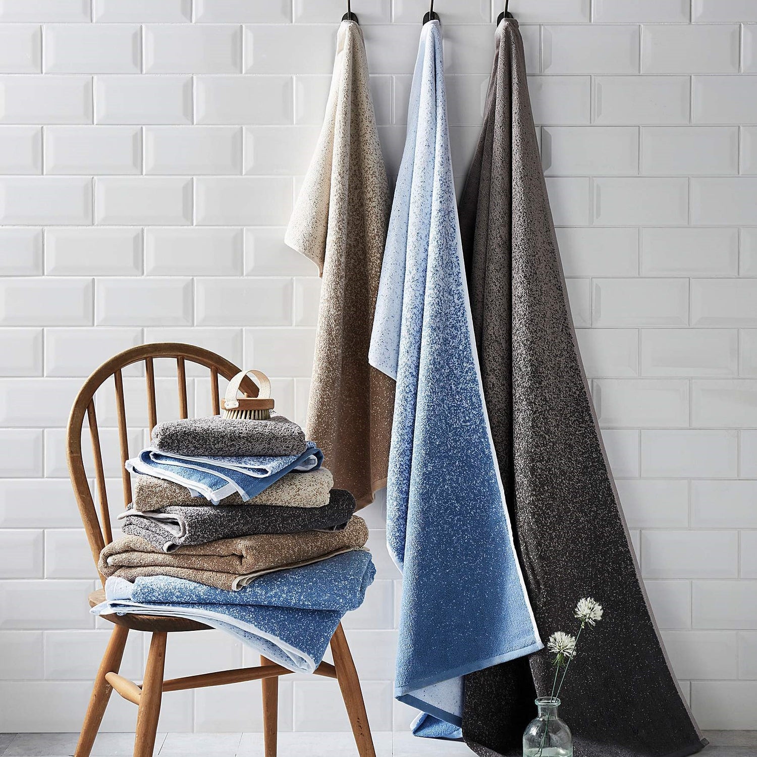 Kempton Luxury Ombre Patterned Bath Towels - 100% Cotton