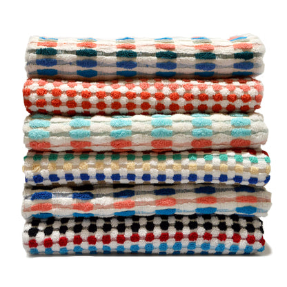 Remnant recycled cotton popcorn towels - Bright colours towel stack