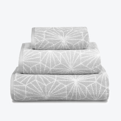 Grey Geometric Towel Bale - Co-ordinated Patterned Bathroom Towels