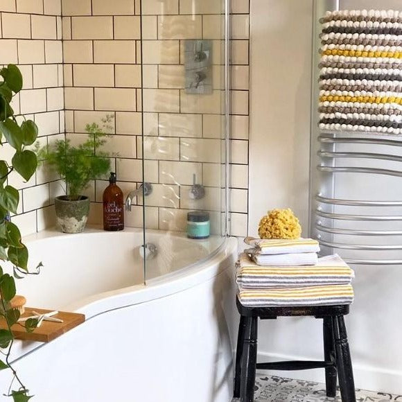 Mustard Stripe Bathroom Towels - Merlin Cotton Striped Towels - Allure Bath Fashions
