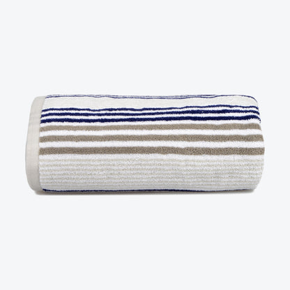 Navy Striped Bathroom Towels - Stripe Patterned Towel