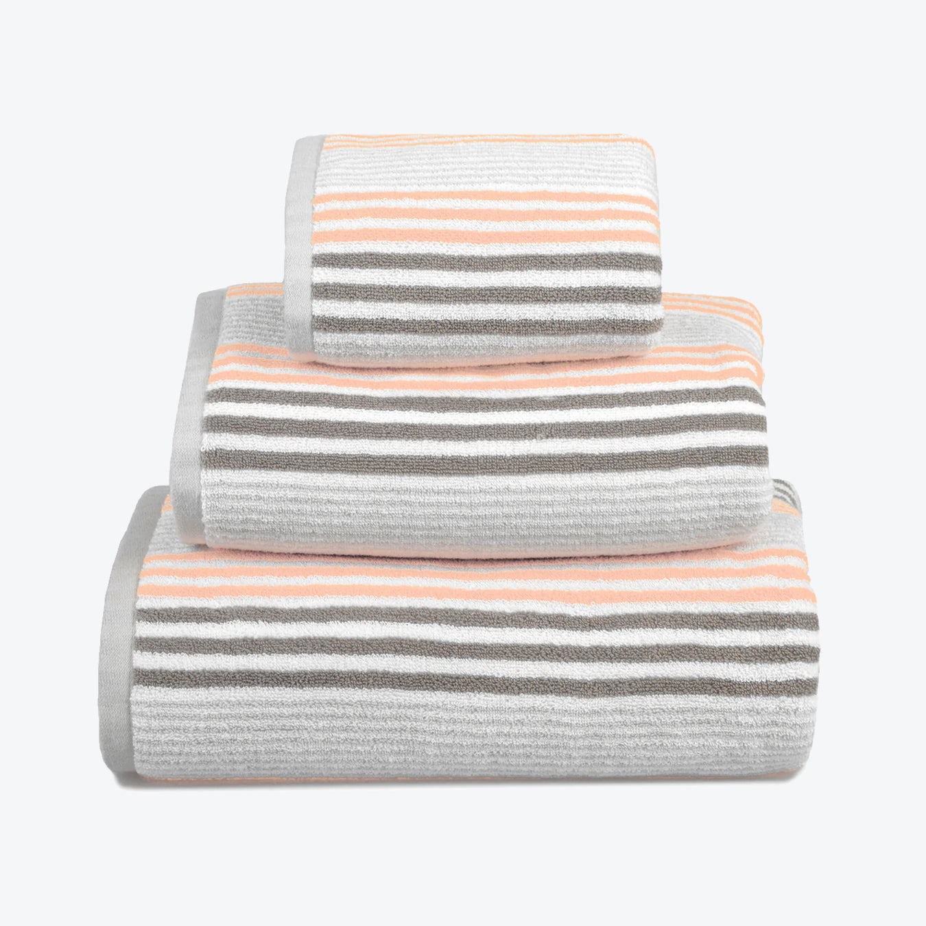 Grey/White/Blush Striped Bathroom Towels - Blush Pink Patterned Towels