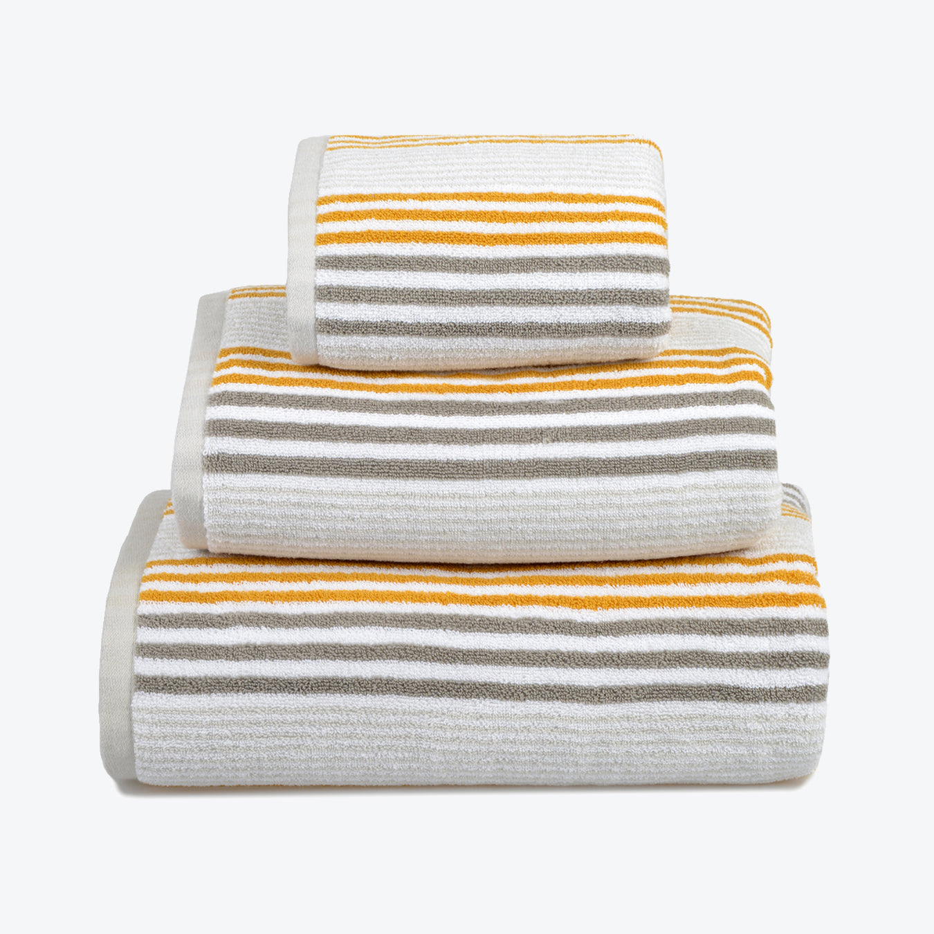 Grey/White/Mustard Striped Bathroom Towels - Mustard Yellow Patterned Towels