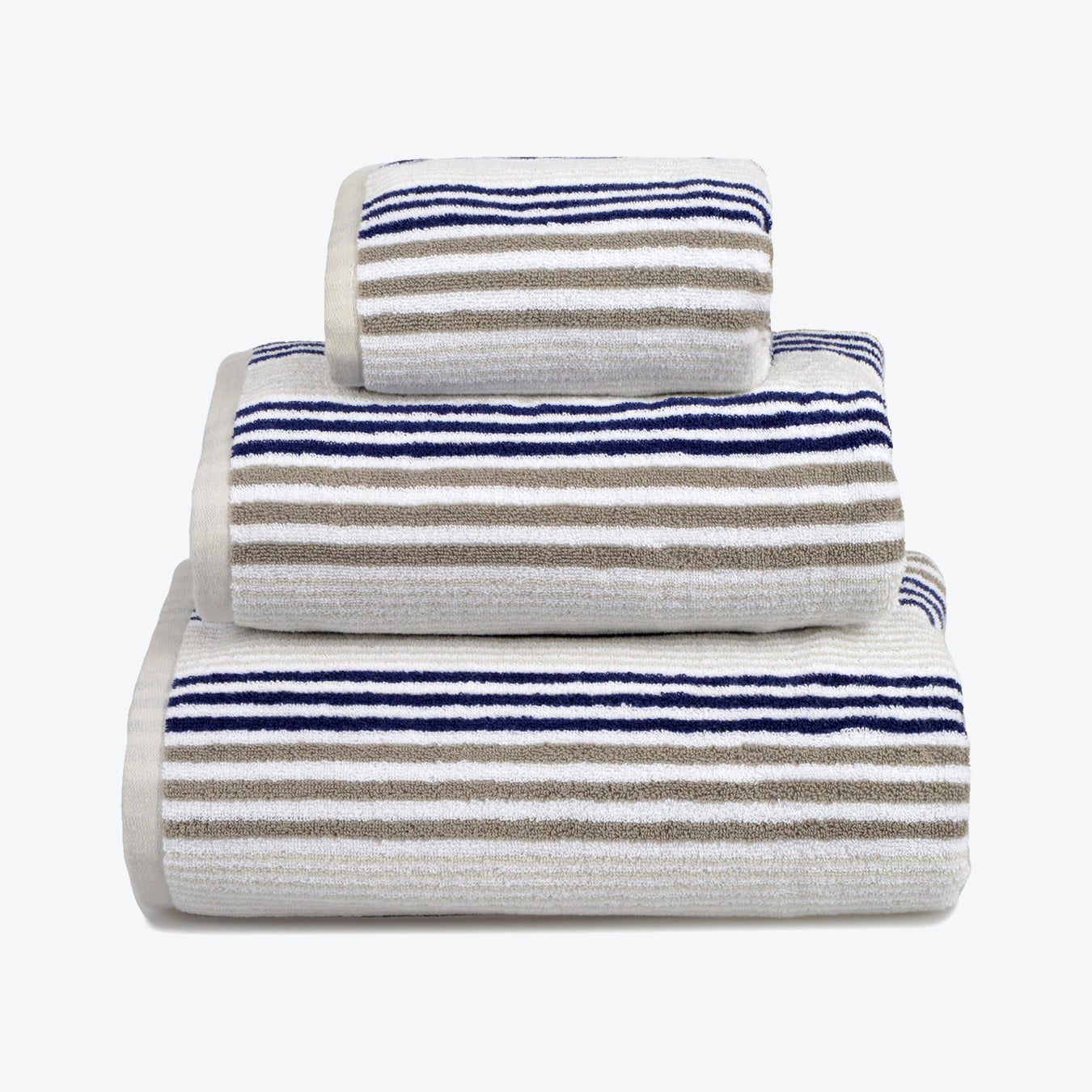 Grey/White/Navy Striped Bathroom Towels - Navy Blue Patterned Towels