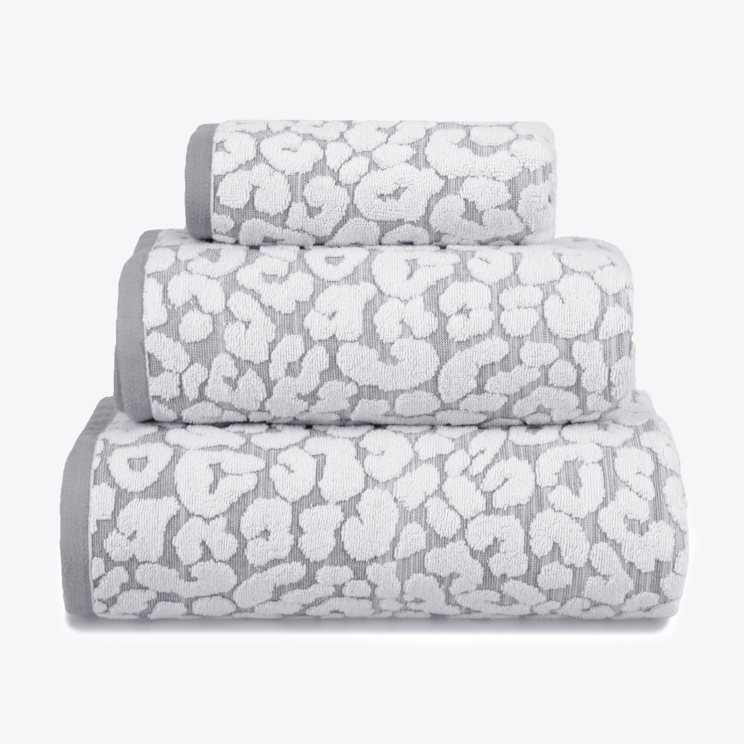 Grey Towel Set - Leopard Print Bathroom towels