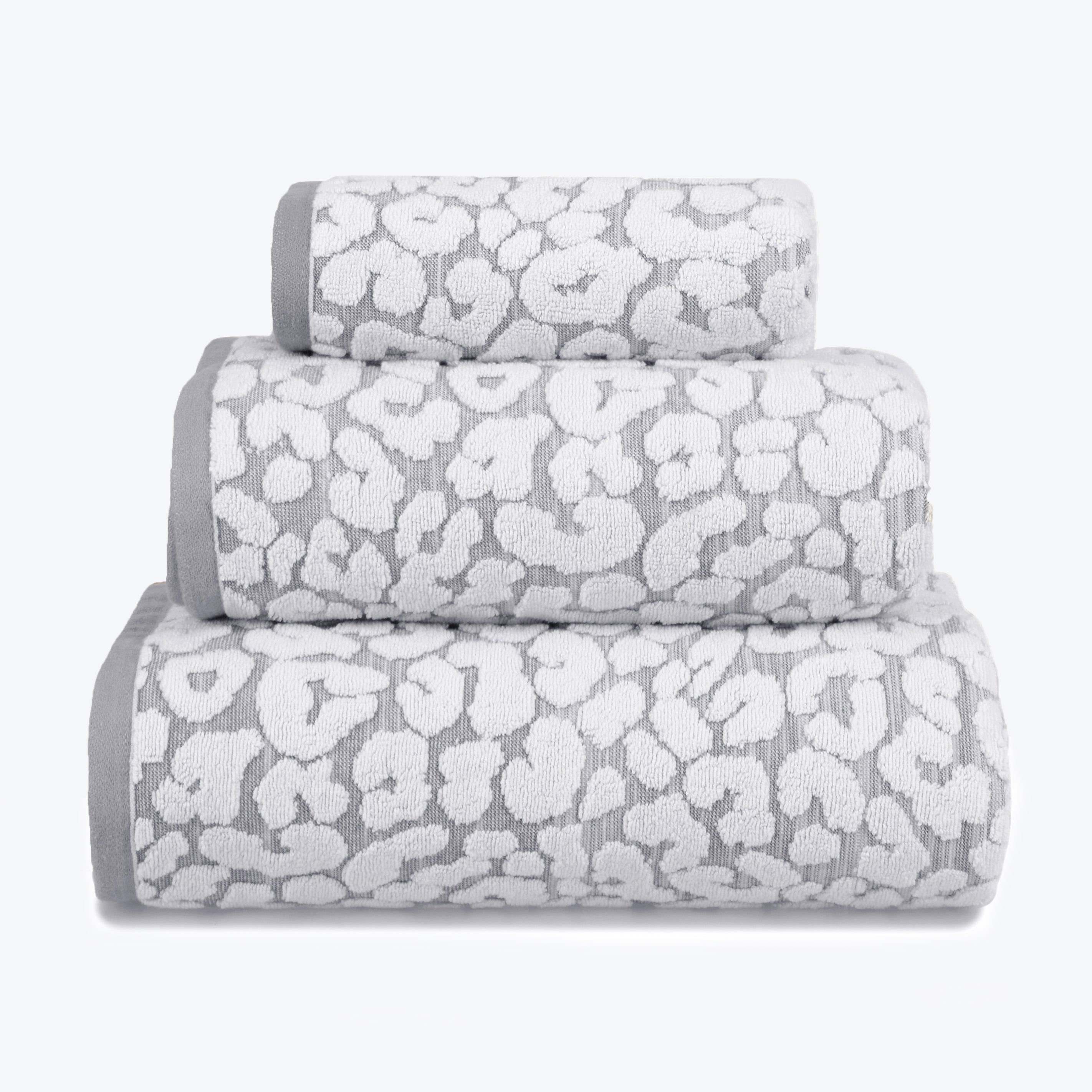 Grey Towel Set - Leopard Print Bathroom towels