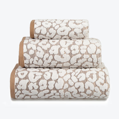 Natural/Beige Towel Set - Leopard Print Bathroom Towels