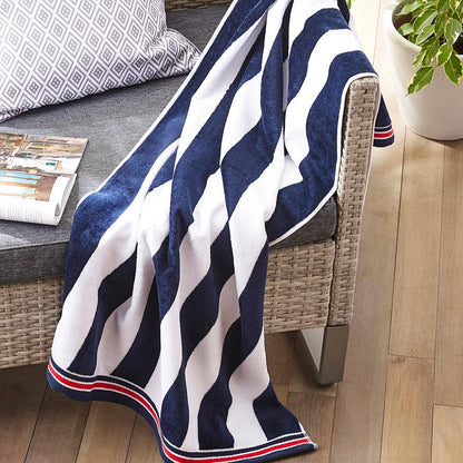 Navy White Luxury Striped Beach Towel