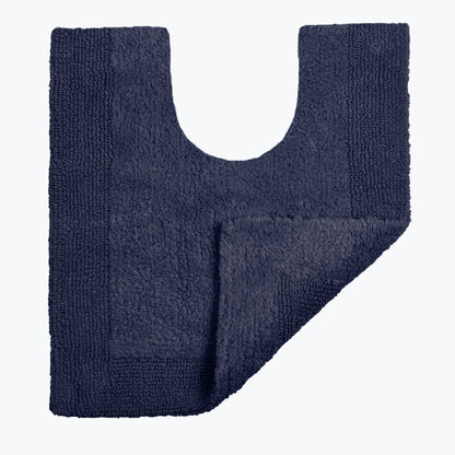 Navy Blue Reversible Toilet Mat - Super Soft Cotton Pedestal Mat
