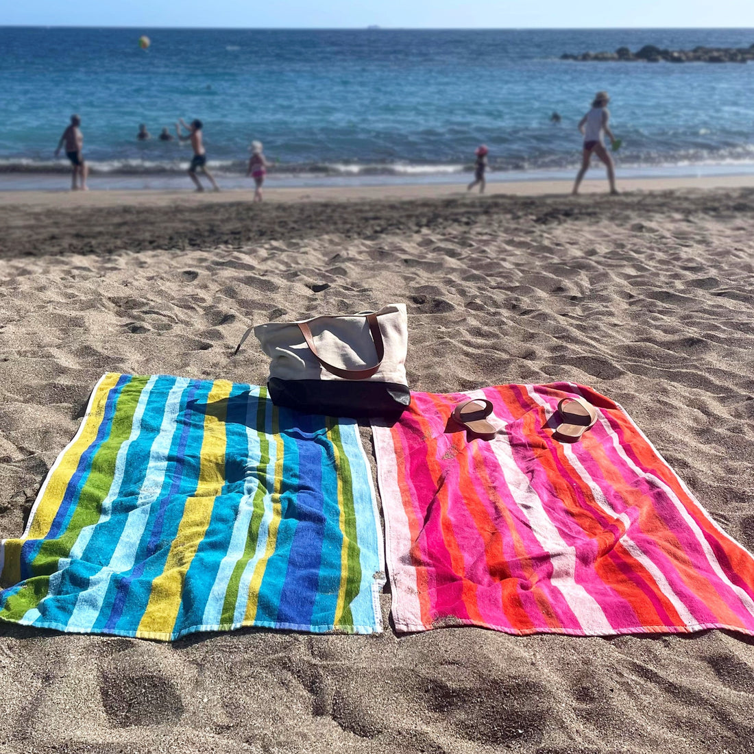 Striped Beach Towels - 2pc Blue and Pink Towels
