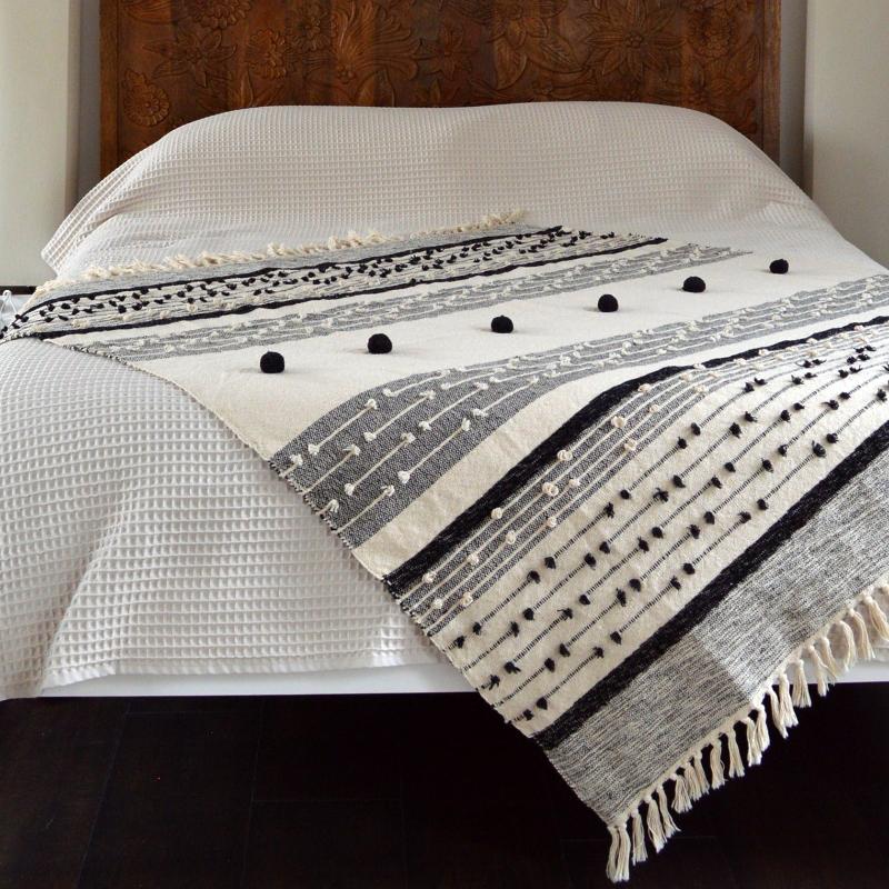 Boho style decorative, textured throw.