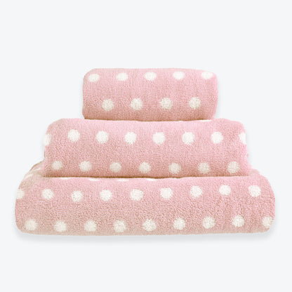 Patterned Bathroom Towels - Pink Spotty Towels