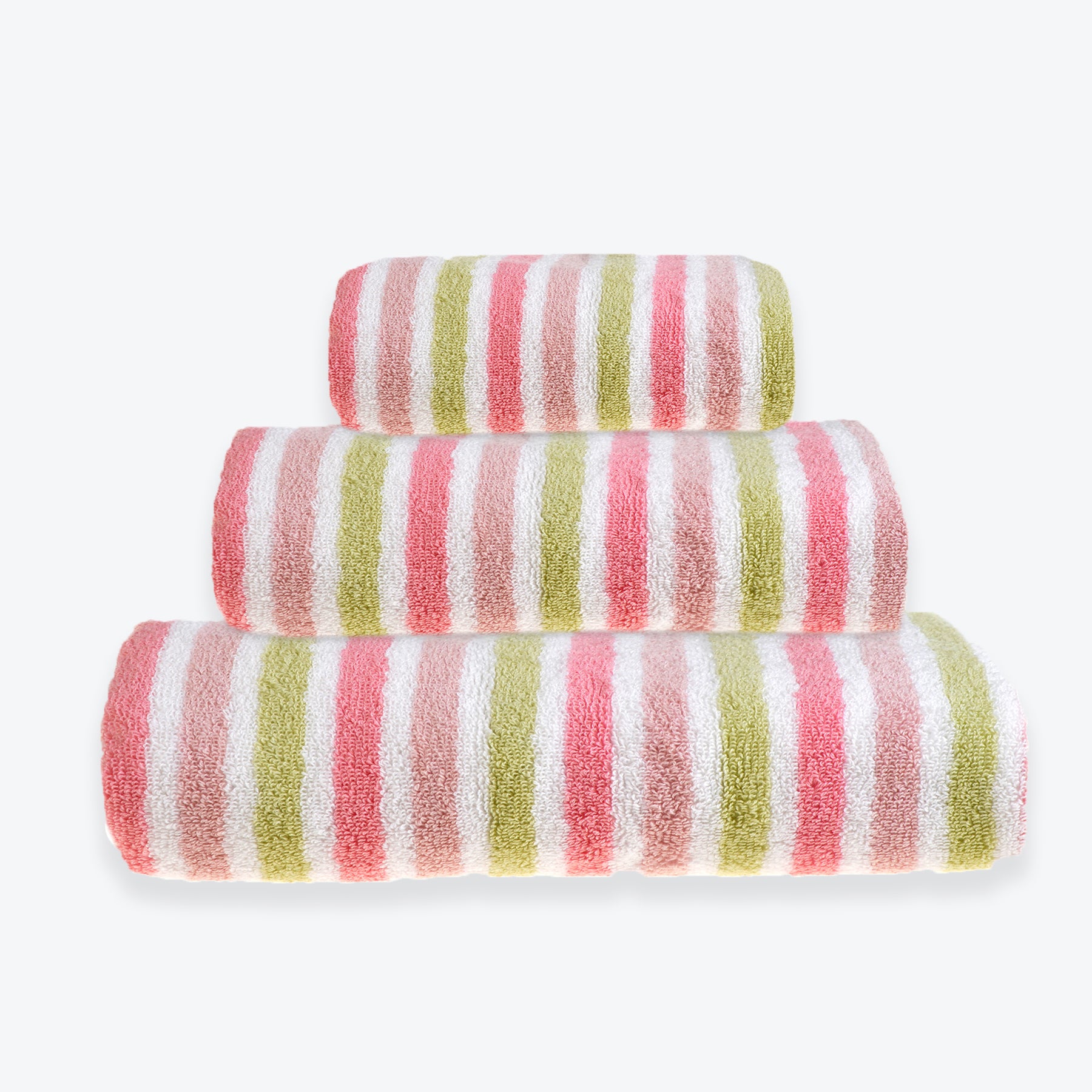 Patterned Bathroom Towels - Pink Striped Towels