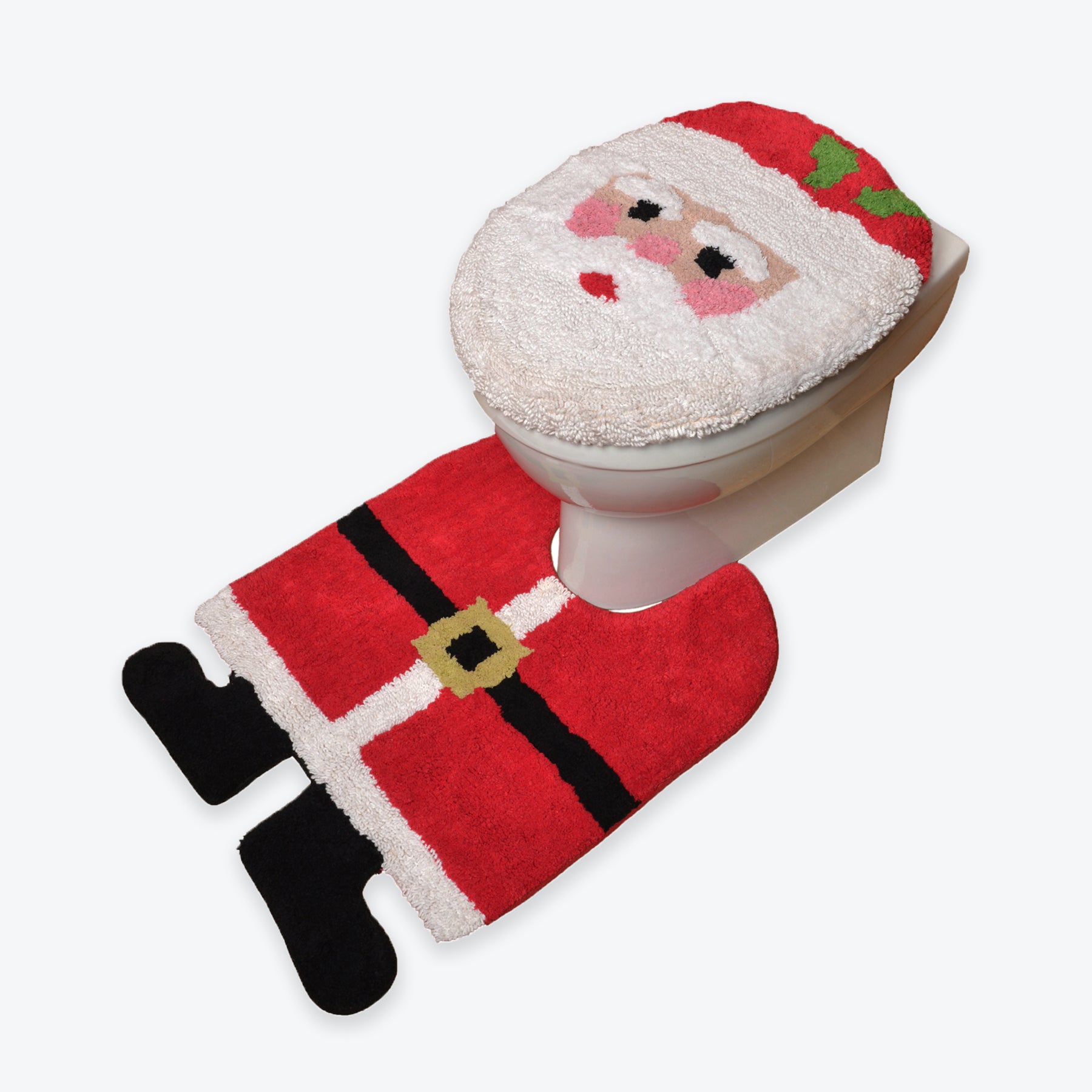 Christmas Decor - 2pc Santa Toilet Lid Mat and Pedestal Mat