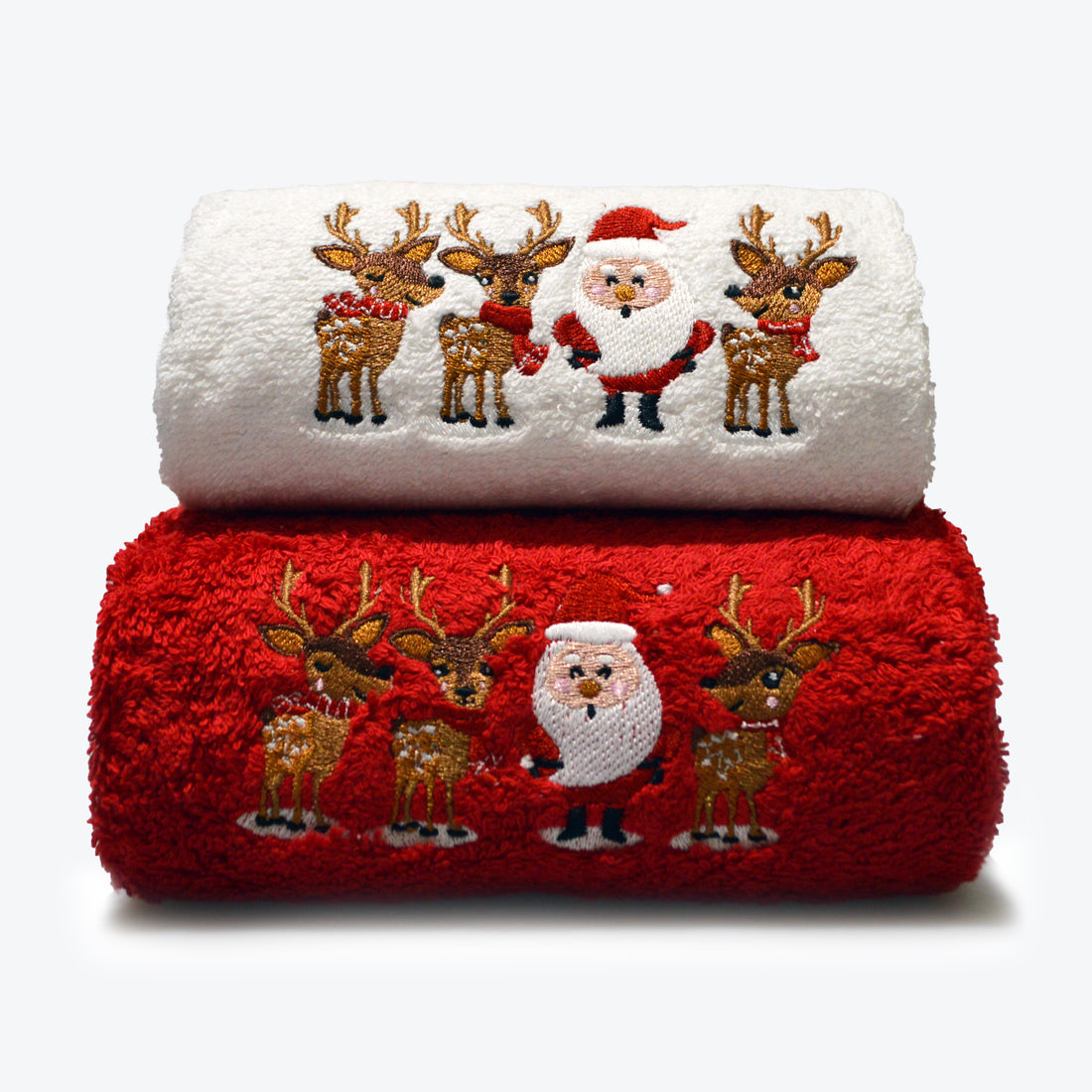Christmas Towel Set - 2pc Santa and Rudolph Seasonal Towels