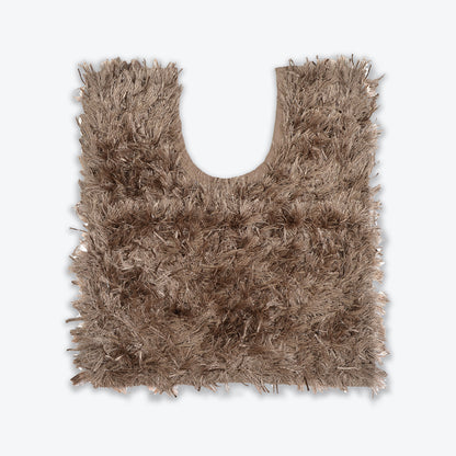 Mocha Shaggy Toilet Mat With Glam Sparkle Accents