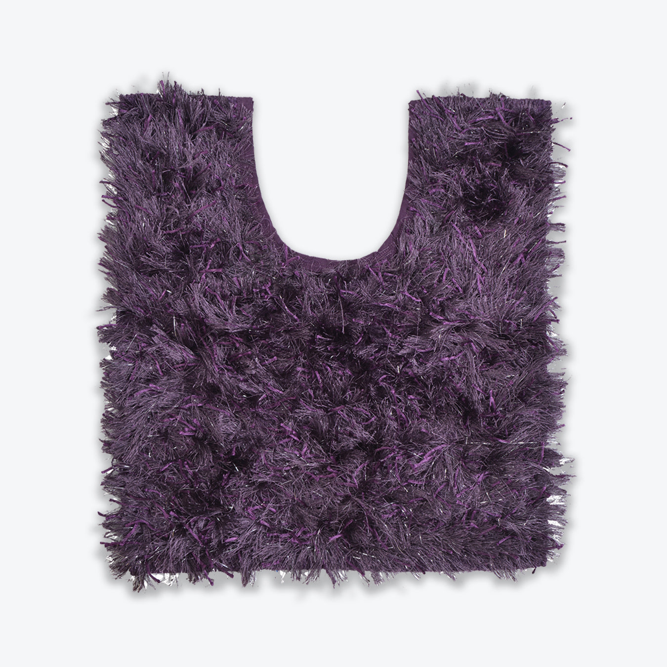 Purple Shaggy Toilet Mat With Glam Sparkle Accents