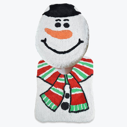 Snowman Pedestal Mat and Toilet Seat Cover Set