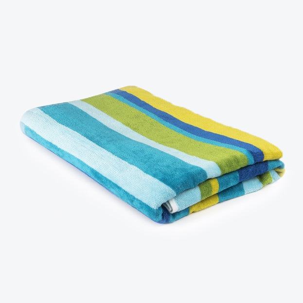 Striped Beach Towel Blue/Green- Soft 100% Cotton